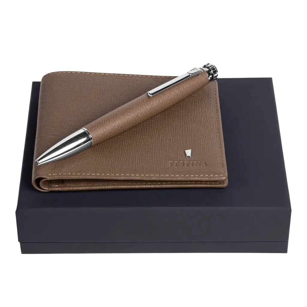 Parure Chronobike Camel (stylo bille & portefeuille)