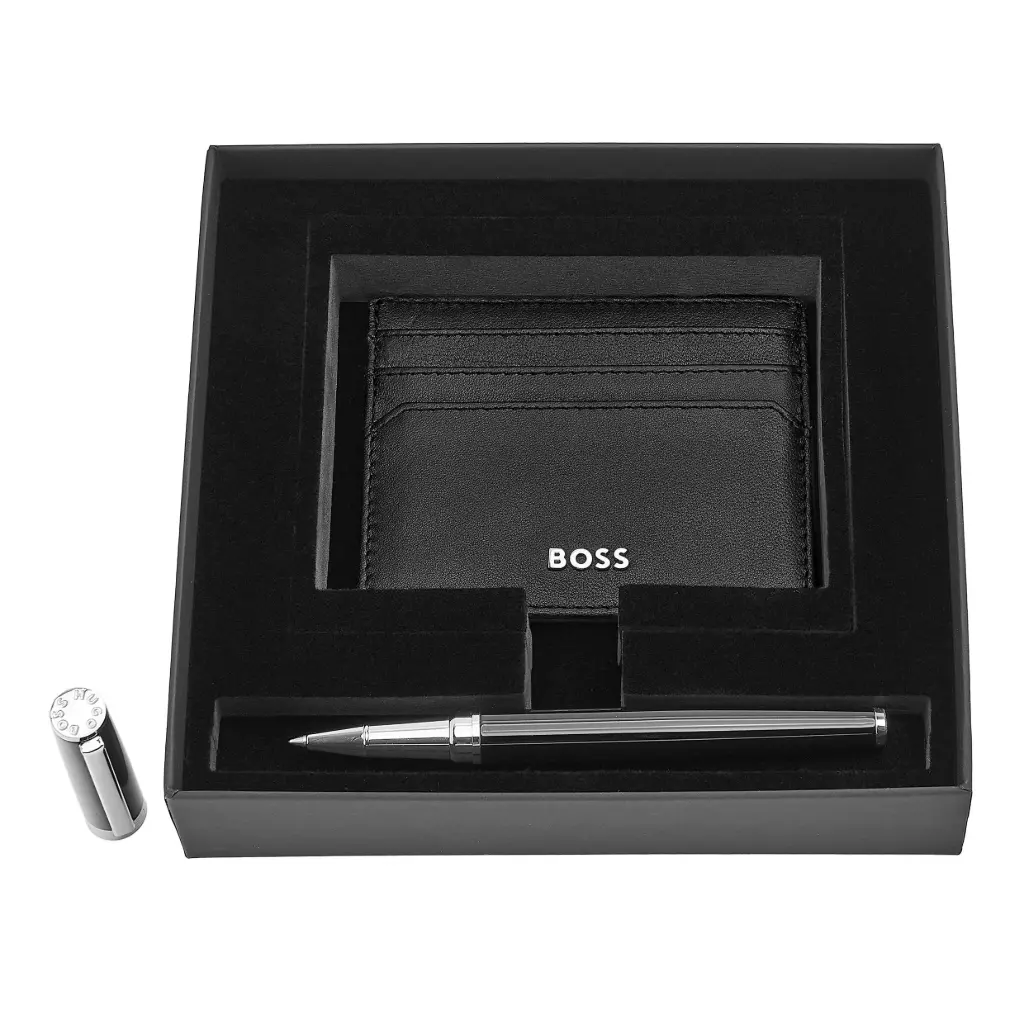 Parure HUGO BOSS Black (stylo roller & porte-cartes)