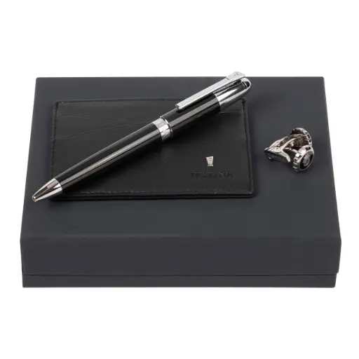 [FPCM221C] Parure (stylo bille, porte-cartes & boutons de manchette)