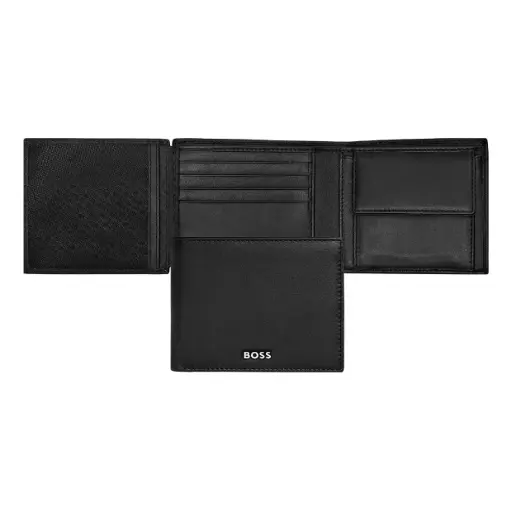 [HLN403A] Portefeuille porte-monnaie avec flap Classic Smooth Black