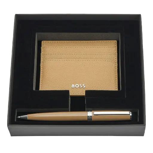 [HPBC254Z] Parure HUGO BOSS Camel (stylo bille & porte-cartes)