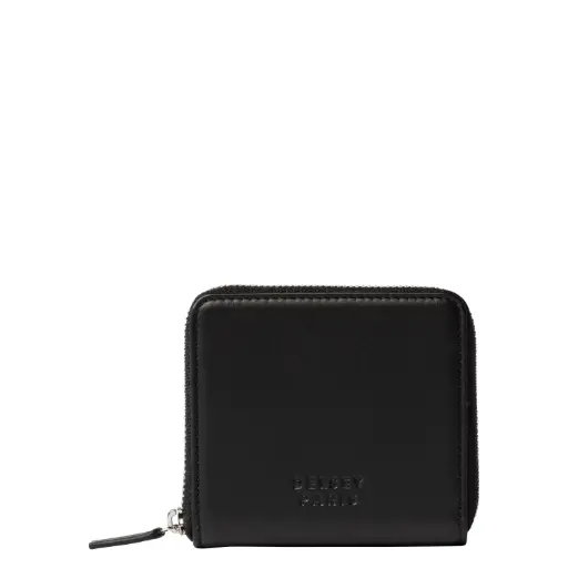 Portefeuille zip en cuir lisse